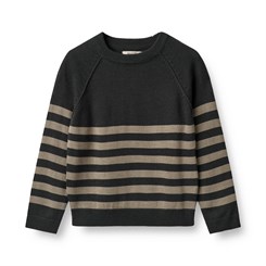 Wheat wool Knit Pullover Benja - Black beige stripe